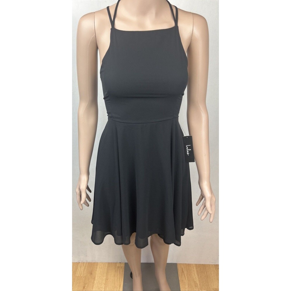 Whimsigoth Lulu's Womens Large Black Lace-Up Back Cocktail NYE Party‎